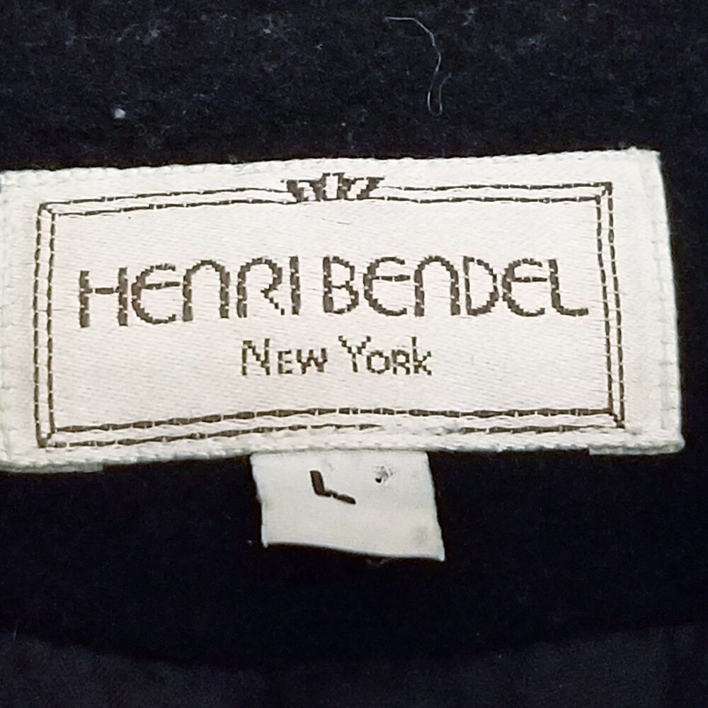 Henri Bendel Pea Coat Women's Size Large Black Wool Cashmere Vintage Made In USA - Picture 8 of 9